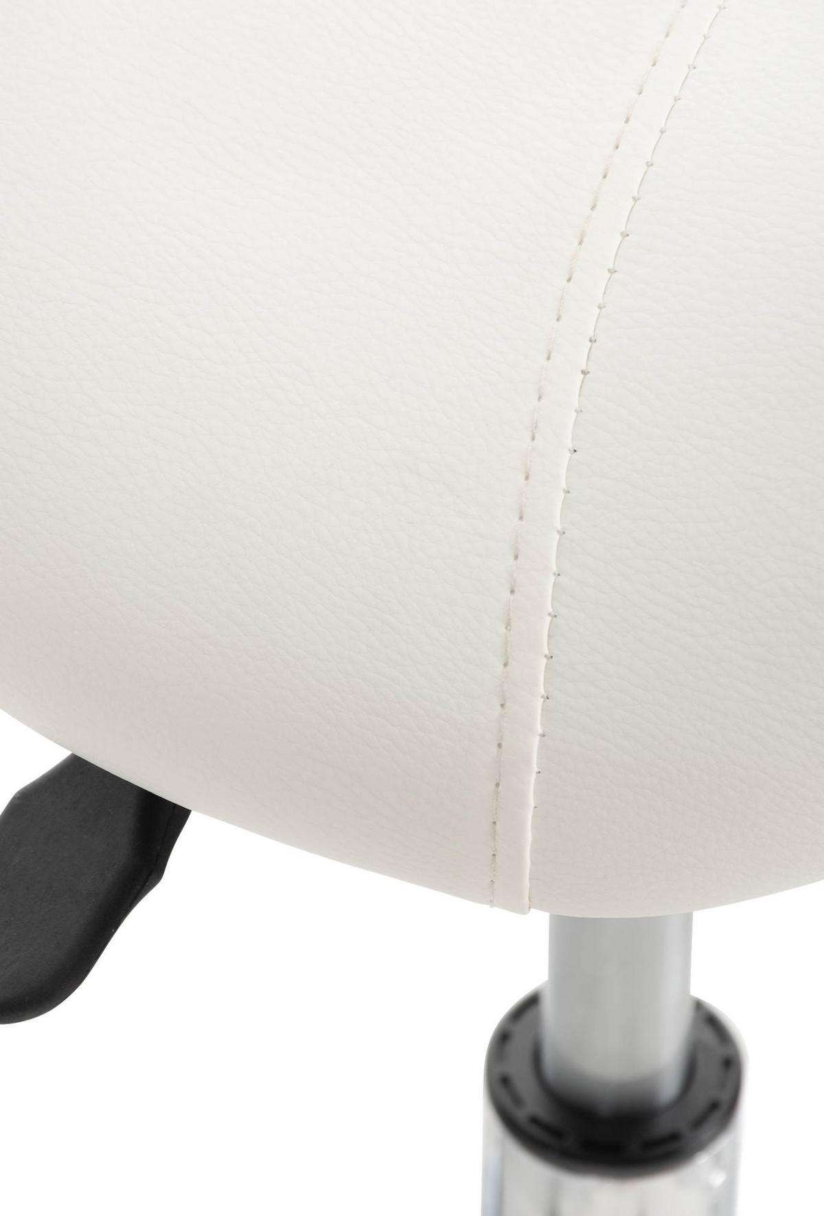 HOCKER Lederlook weiß - Chromfarben/Weiß, Textil/Metall (46/53/46cm) - CLP