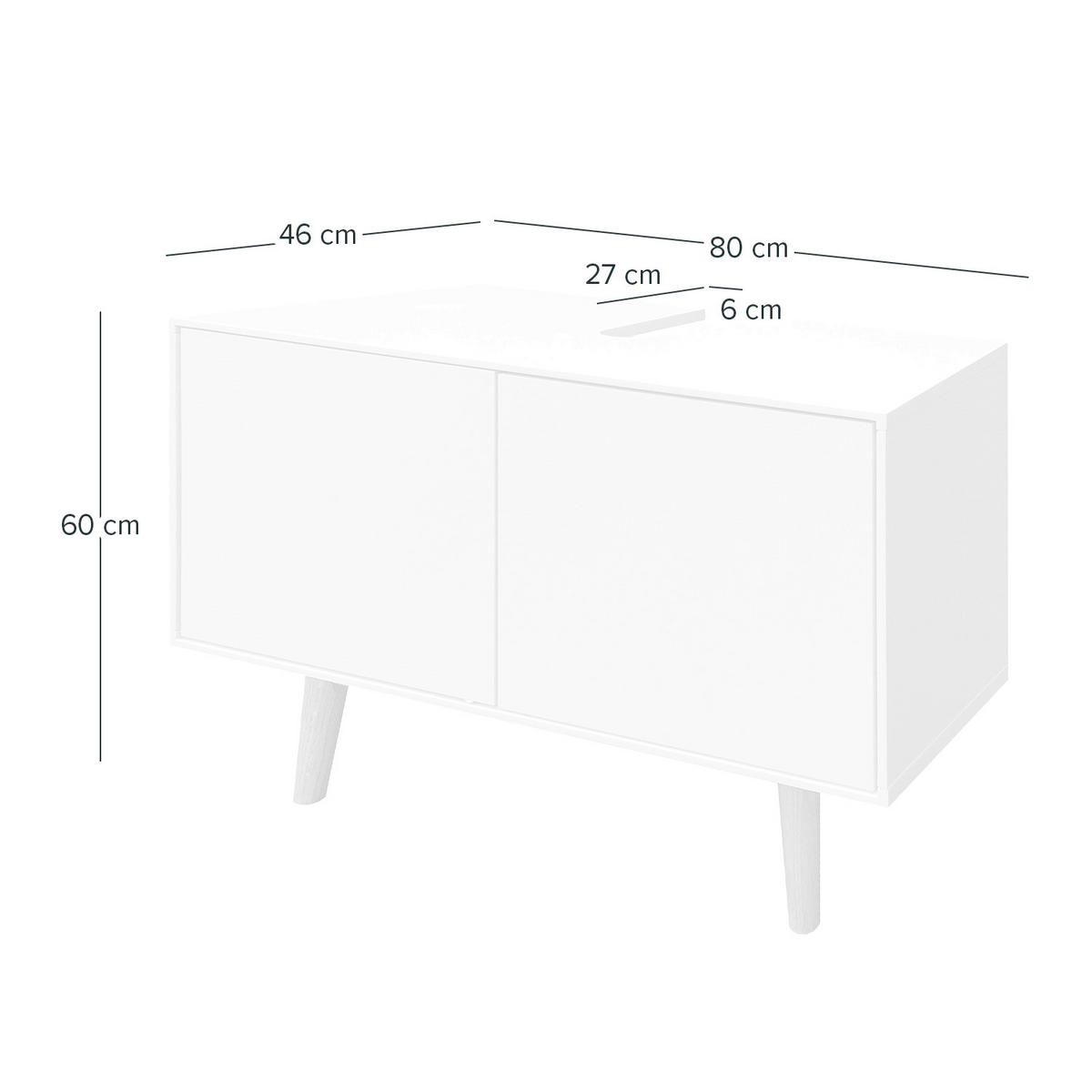 WASCHBECKENUNTERSCHRANK - Eiche teilmassiv - Weiß, Holzwerkstoff (80/60/46cm) - home24