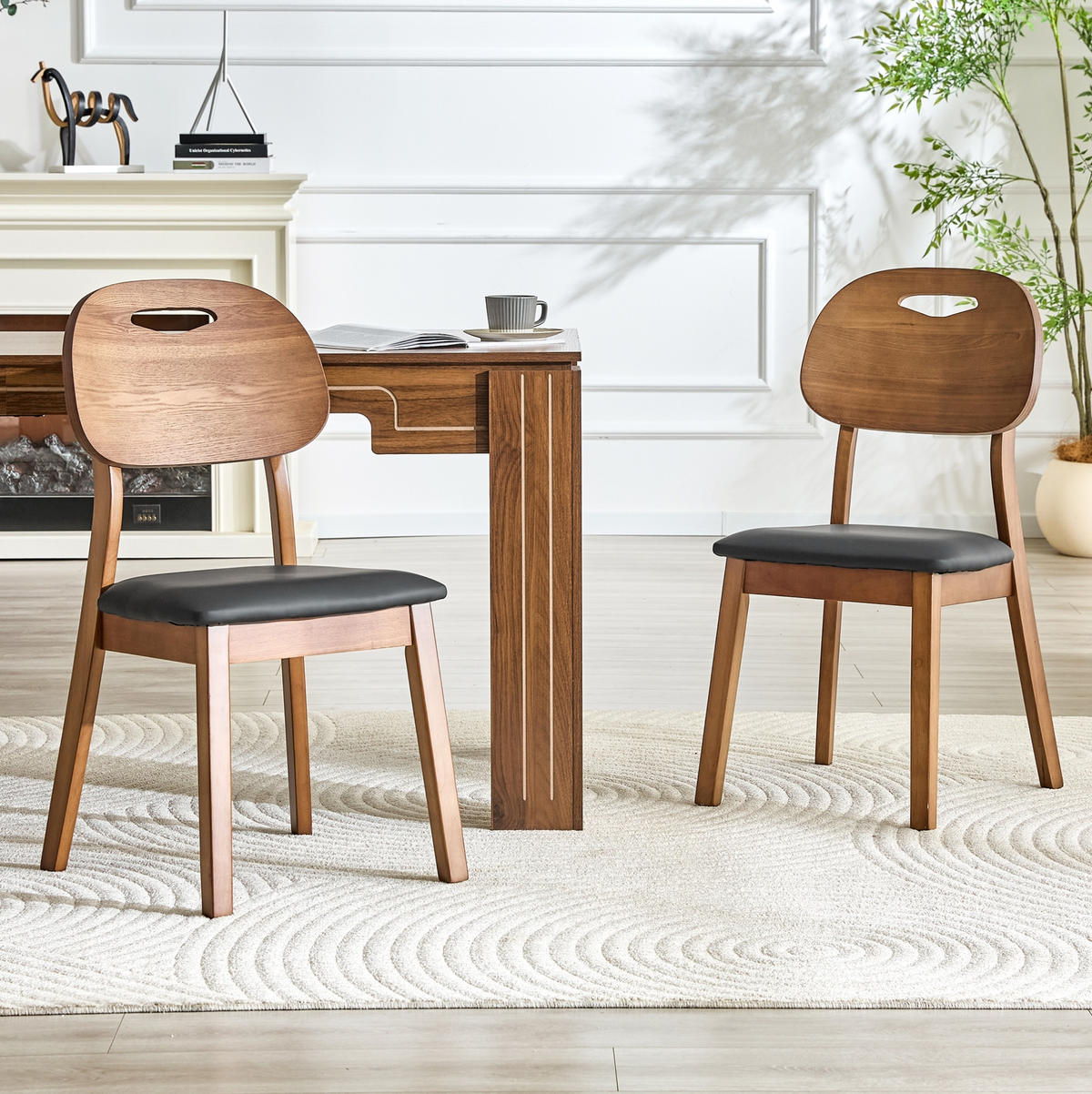 ESSZIMMERSTUHL 2er-Set mit ovaler Rückenlehne Schwarz - Schwarz, Holz (44/88/50cm) - Meubliv