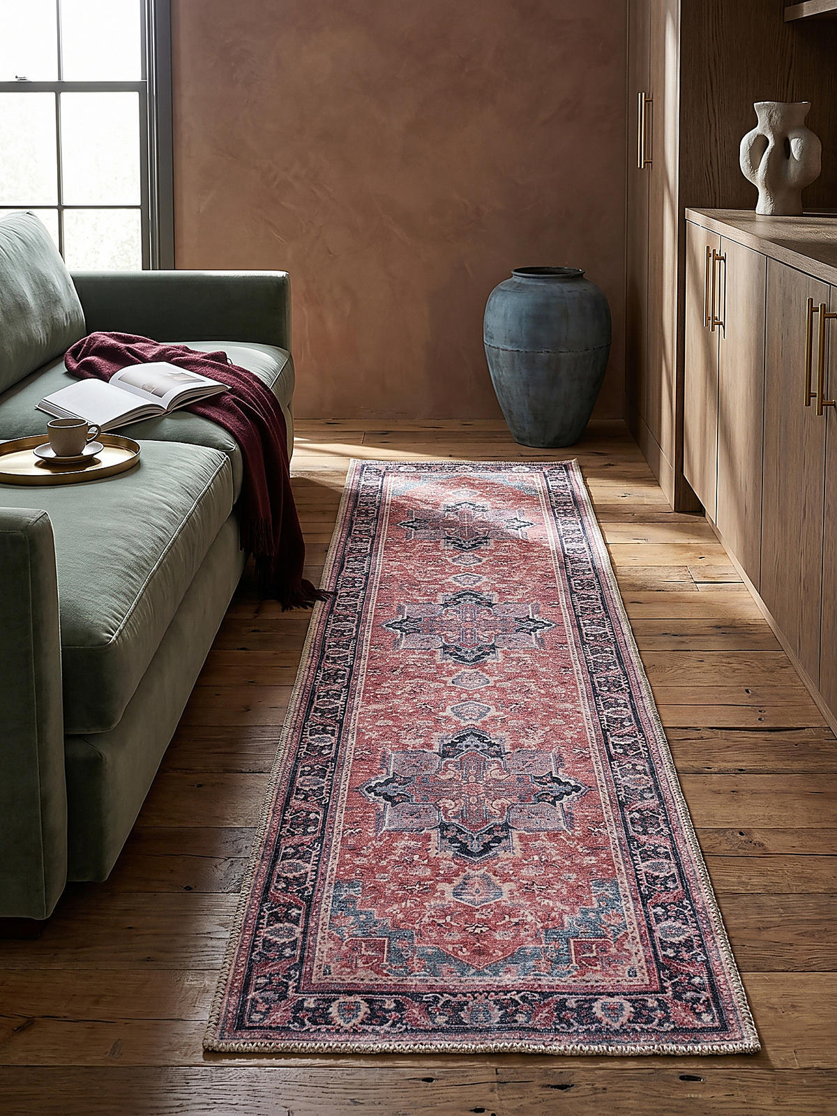 TEPPICH Waschbar HALD, klassisch im Vintage-Stil, Rot, 60 x 230 cm - Rot, Textil (60/230cm) - KADIMA DESIGN