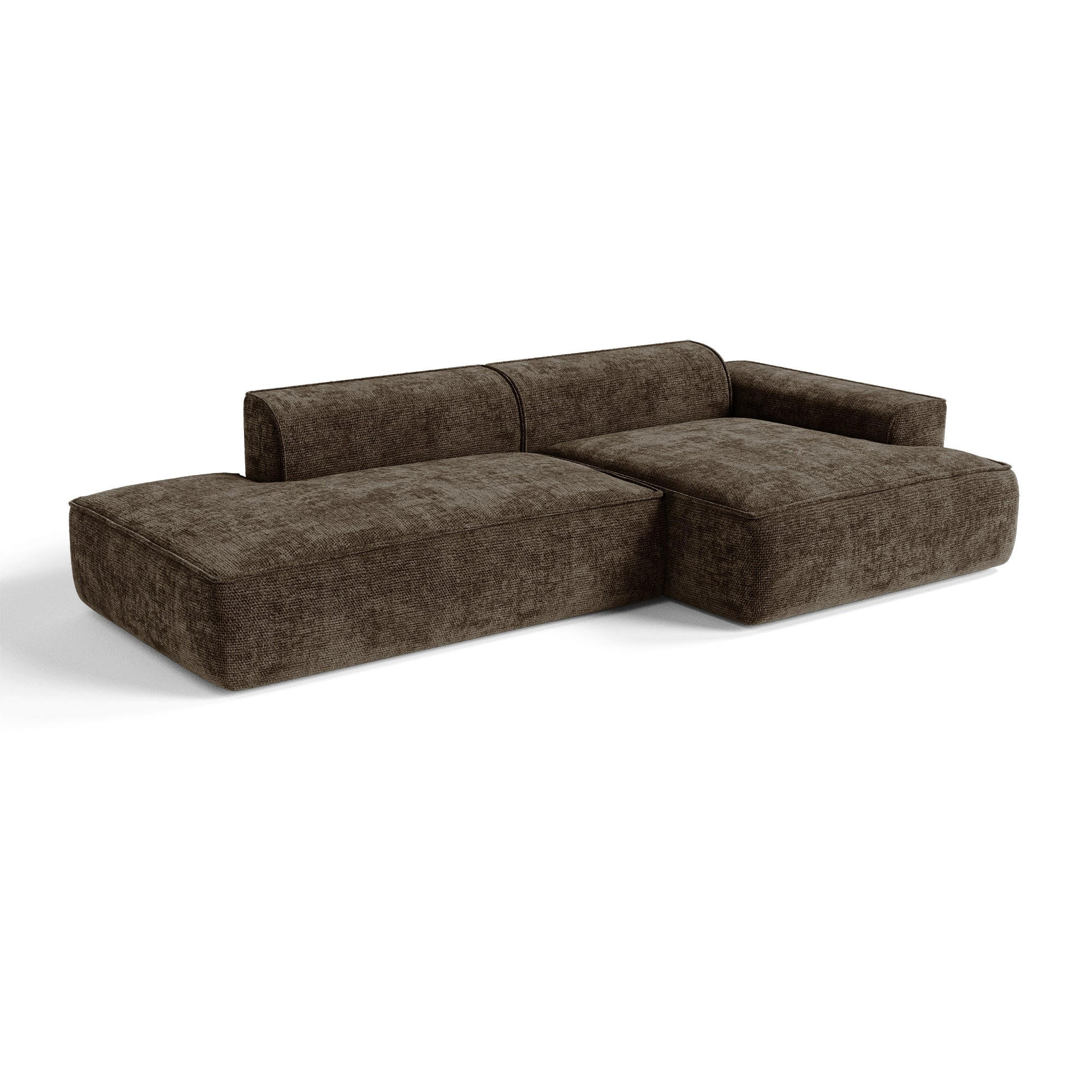 ECKSOFA rechtwinklig HANA Strickvelours Espressobraun 260cm - Dunkelbraun/Braun, Textil (260/155cm) - Premium Interiors