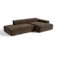 ECKSOFA rechtwinklig HANA Strickvelours Espressobraun 260cm - Dunkelbraun/Braun, Textil (260/155cm) - Premium Interiors