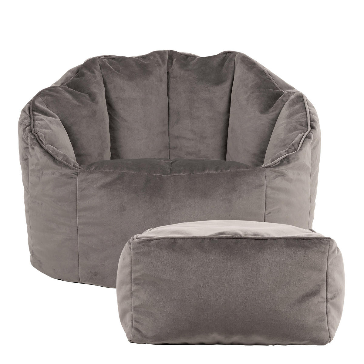SITZSACK-SESSEL Sirena mit Hocker - Grau, Textil (77/64/74cm) - icon