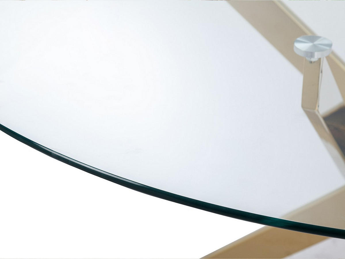 ESSTISCH rund für 2 Personen - Sicherheitsglas & goldfarbenes Metall - Transparent - COSIMA - Goldfarben, Glas (90/90/77cm) - Vente-Unique