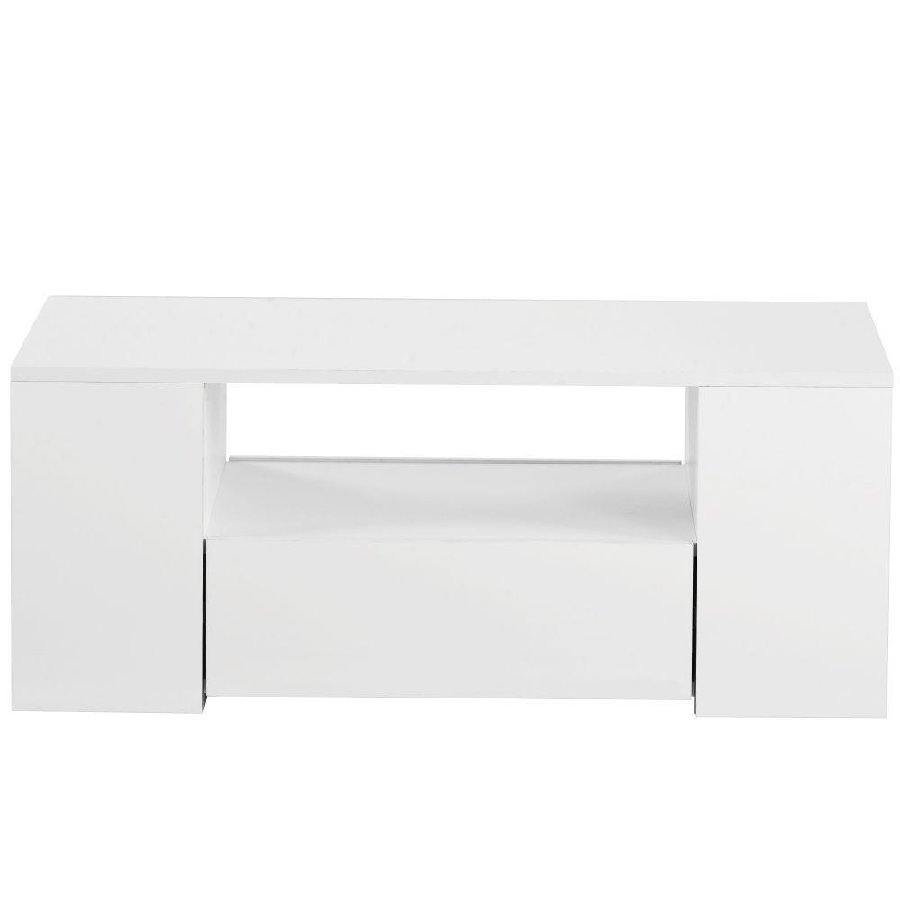 COUCHTISCH mit 2 Schubladen und 2 Regalfächer, Weiß - Weiß, Holz (95/95/37cm) - KOMHTOM