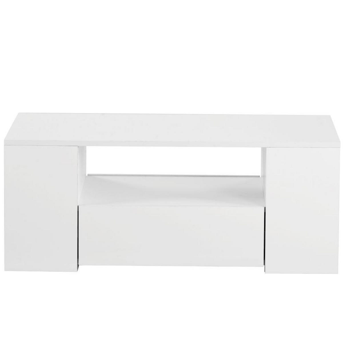 COUCHTISCH mit 2 Schubladen und 2 Regalfächer, Weiß - Weiß, Holz (95/95/37cm) - KOMHTOM
