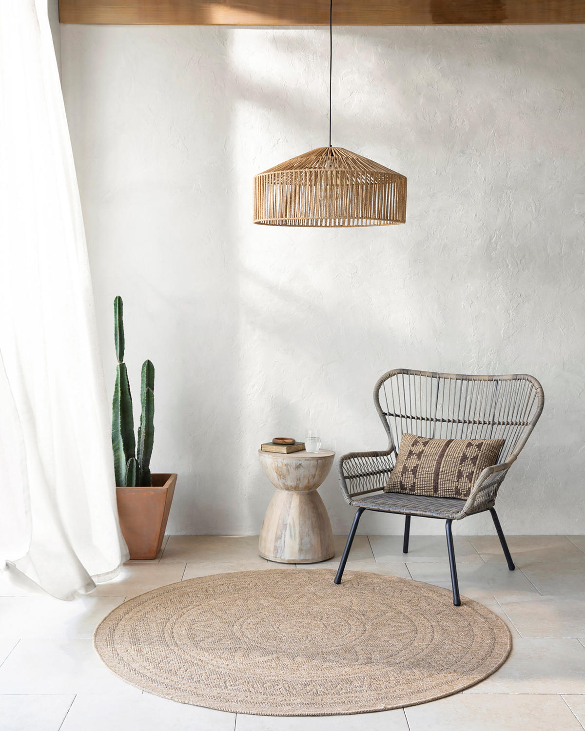 OUTDOORTEPPICH Rund Jute-Optik Ø 160 cm Beige - Beige, Kunststoff/Textil (160/160cm) - LIVABLISS