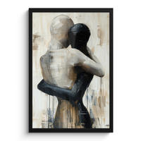 GERAHMTES BILD Abstrakt - Liebe - Schwarz und weiß - Modern 40x60 cm - Schwarz, Papier (40/60cm) - MuchoWow