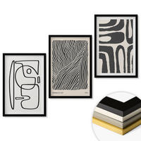 WANDBILDER 3er-Set - 40x60 cm Schwarzer Rahmen - Abstrakte Muster, Linien, Texturen - Schwarz, Kunststoff (40/60cm) - ArtPrintCave