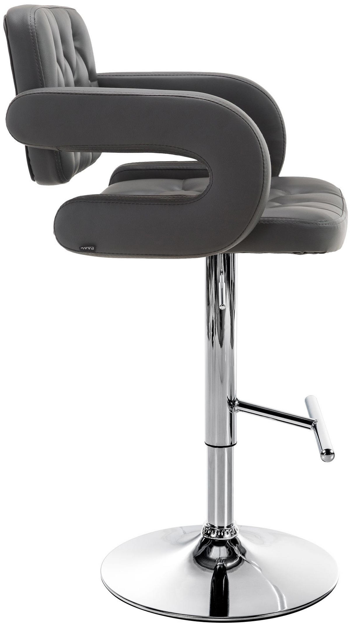 BARHOCKER Lederlook grau - Chromfarben/Grau, Textil/Metall (62/103/55cm) - CLP