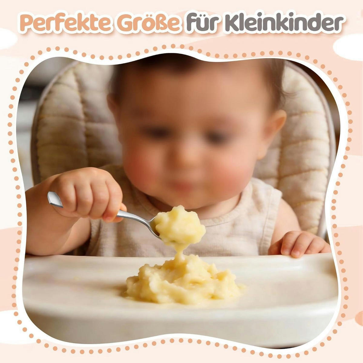 KINDERBESTECK Set Edelstahl 6-teilig mit Tiermotiv - Silberfarben, Metall