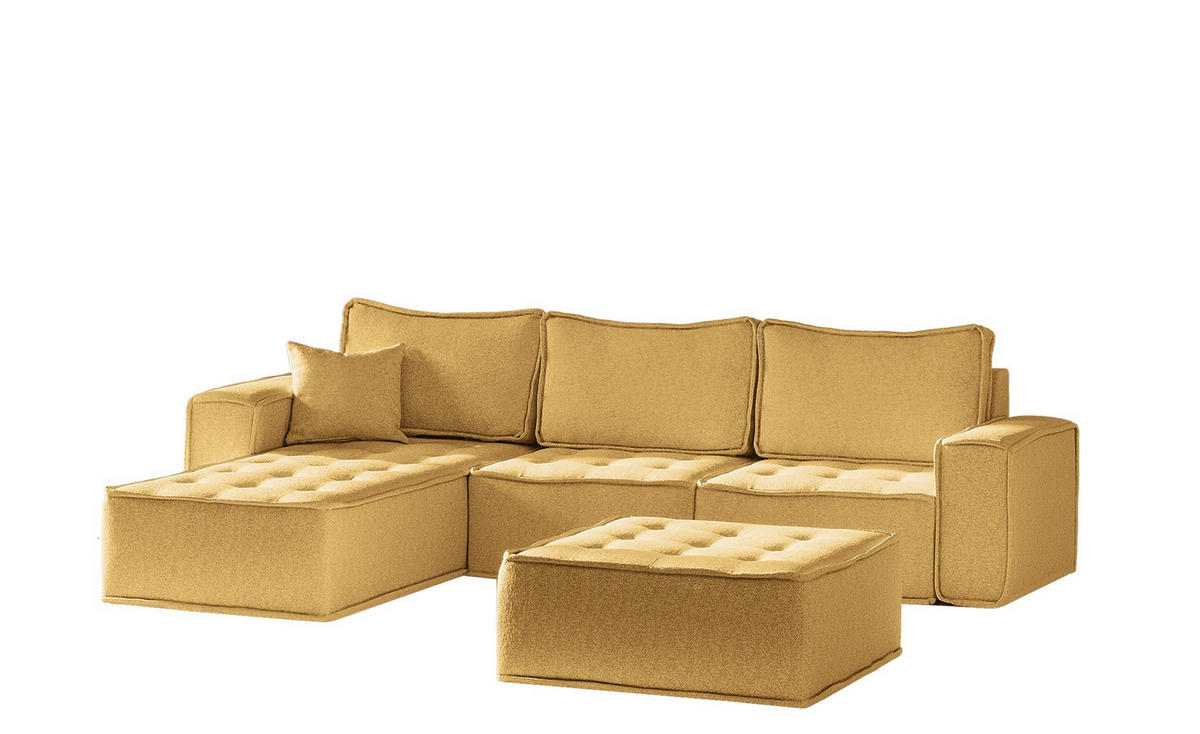 ECKSOFA Sande In Raven - Gelb, Holzwerkstoff/Textil (292/192cm) - Fun Möbel