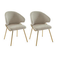 STUHL 2er-Set - Stoff & goldfarbenes Metall - Beige - LUXIVA - Beige, Textil (62/85/60cm) - Pascal Morabito