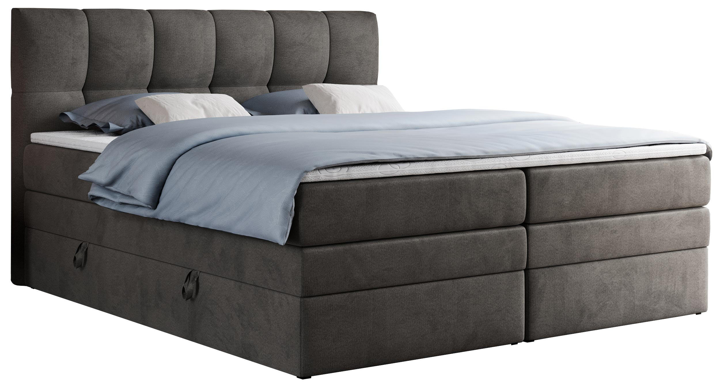 BOXSPRINGBETT ALVIN KING 120/200 Dunkelgrau Velvet - H3 - Dunkelgrau, Holz/Textil (120/200cm) - MKS