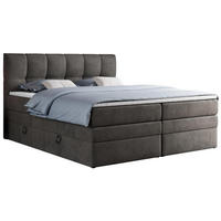 BOXSPRINGBETT ALVIN KING 120/200 Dunkelgrau Velvet - H3 - Dunkelgrau, Holz/Textil (120/200cm) - MKS