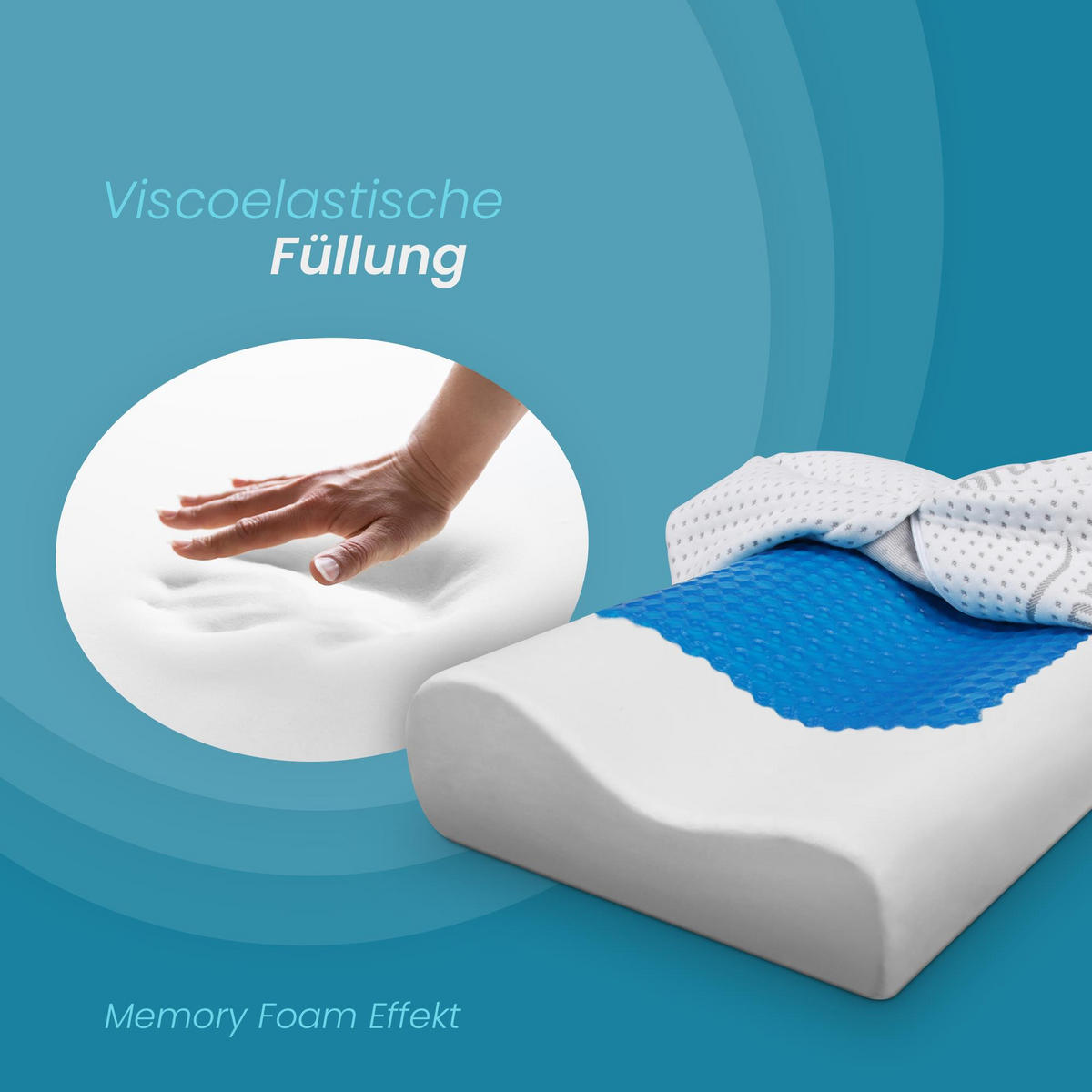 VISCOELASTISCHE Nackenkissen - Silver Protect 30x60 cm - Nackenstützkissen ( Gel ) - Weiß, Textil (30/60cm) - Bestlivings