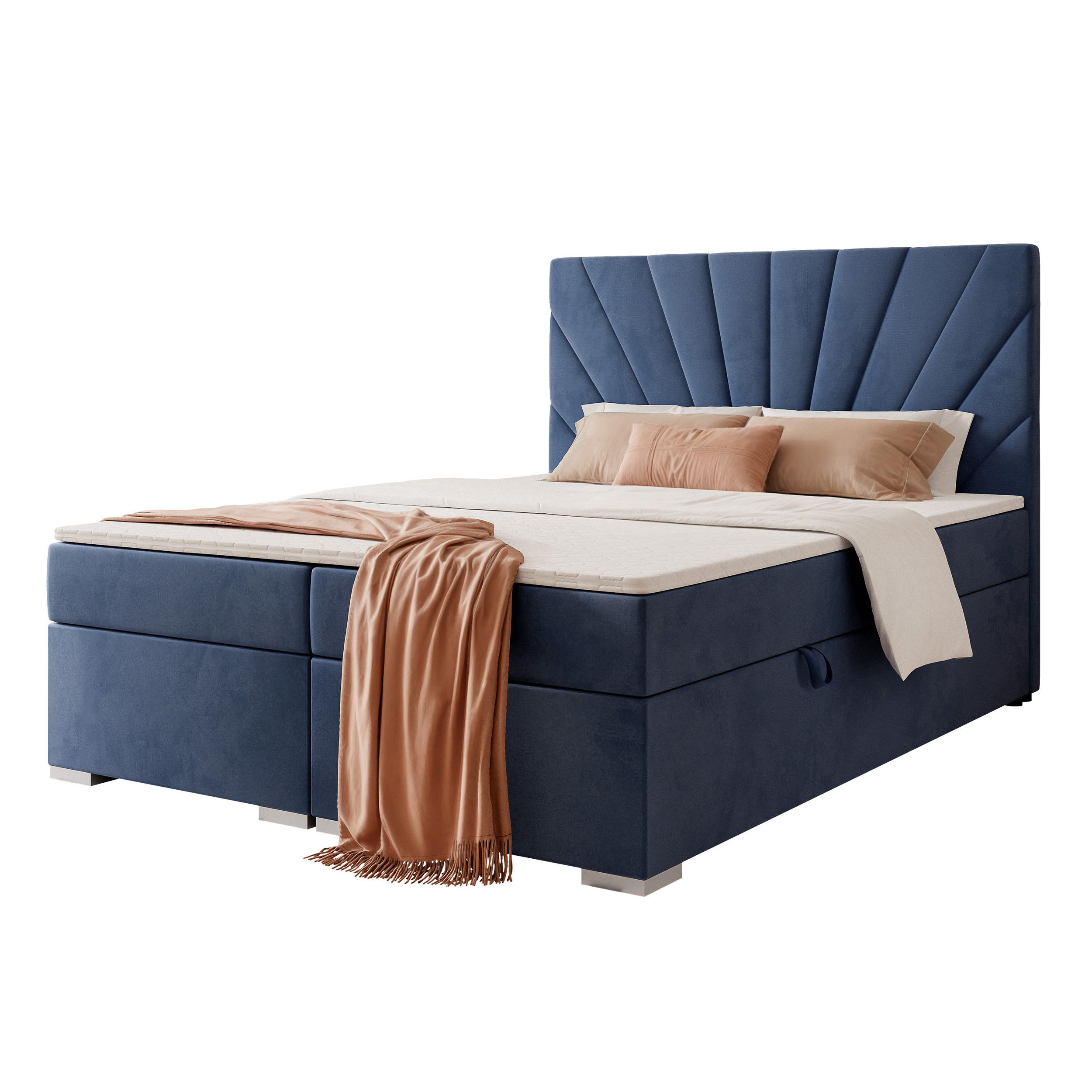 BOXBETT 160x200 cm mit Topper - Blau, Holzwerkstoff/Textil (180/200cm) - Idohome