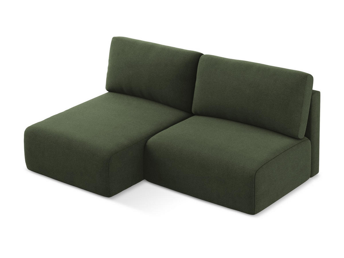ECKSOFA mit Schlaffunktion links Strukturstoff Stoff Grün - Blau/Schwarz, Kunststoff/Textil (149/210cm) - Makamii