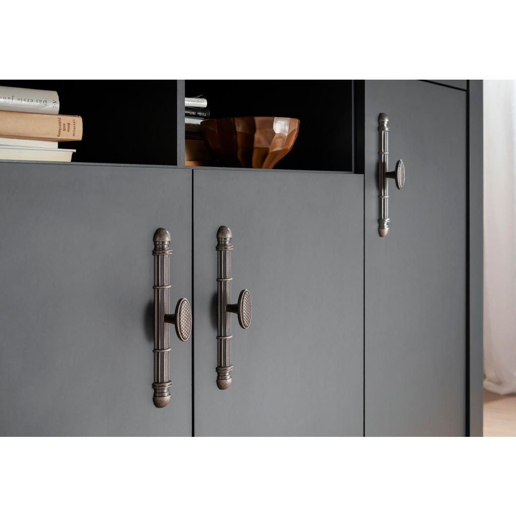 Thumbnail - Furn.Design Sideboard, Grau, Eiche Wotan, Metall, Nachbildung,Eiche, Uni, Holz Optik, 6 Fächer, Sockel, 200x104x45 cm, F...