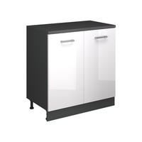 SKRINKA DO PODKROVIA Rion Biely vysoký lesk 80 x 81.6 cm bez sklonu s 2 dverami - biela s vysokým leskom, kompozitné drevo (80/83.8/46cm) - Vicco