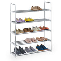 SCHUHREGAL - Silberfarben, Kunststoff/Metall (90/114.5/31cm) - Relaxdays