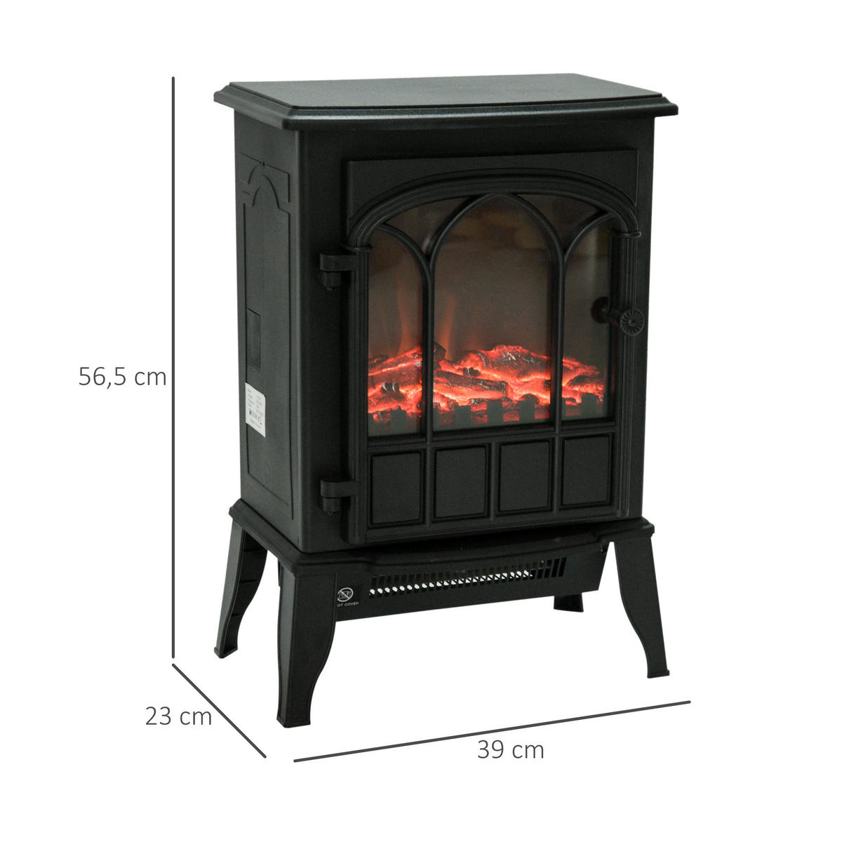 ELEKTROKAMIN DE-17002 mit LED-Flammeneffekt Schwarz - Schwarz, Metall (39/56.5/23cm) - ComfortXL