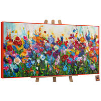 GEMÄLDE Blumige Farben Schattenfugenrahmen Rot 100x50 cm - Rot, Holz (100/50cm) - YS-art gallery