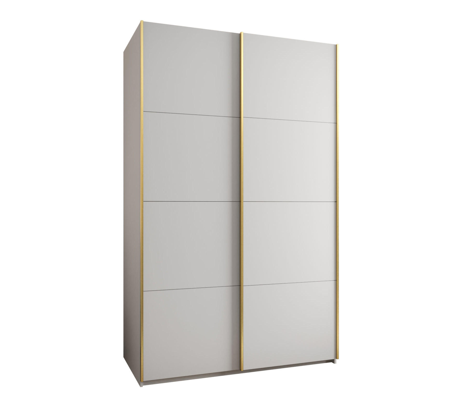Abiks Möbel SCHWEBETÜRENSCHRANK Weiß, Weiß, Gold 150cm × 64cm × 245cm