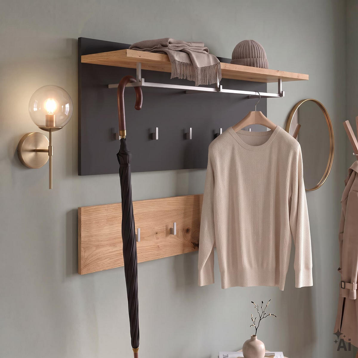 WANDGARDEROBE BILBAO dunkelgrau, Artisan Eiche - Dunkelgrau, Holzwerkstoff (90/60/30cm) - CARO-Möbel