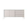 ​KOMMODE SENSO 2D3S, Geriffelte MDF-Fronten, Push-to-Open, Metallfüße, 187x81,4x39,5 cm - Beige - Beige/Creme, Holz/Holzwerkstoff (187/82/40cm) - DomoHome