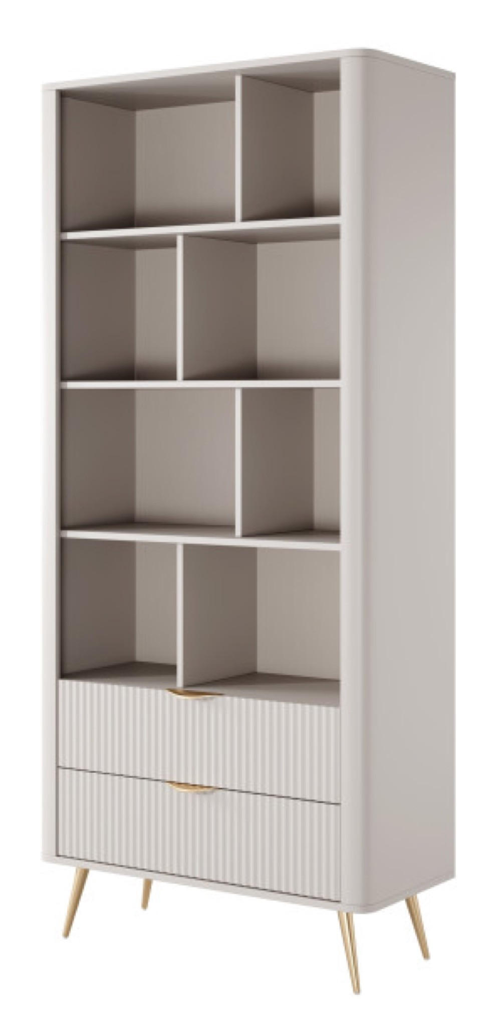 REGALSYSTEM Beige Lena Auf Goldenen Füßen Mit Metallgestell - Beige, Holzwerkstoff (88/193/38cm) - Sepro Meble