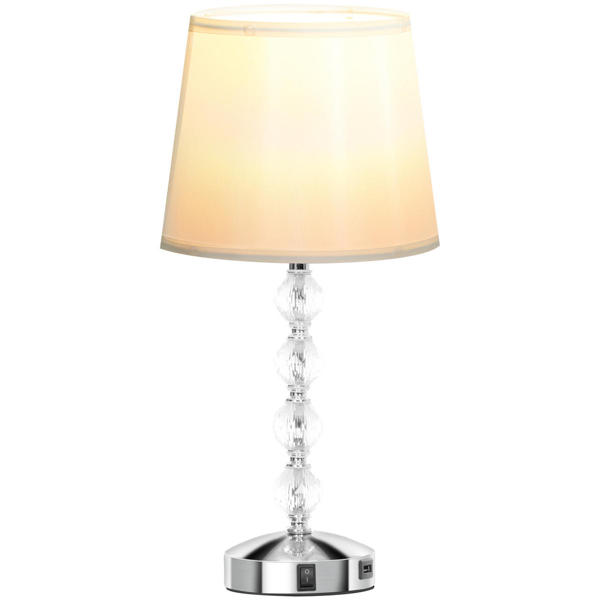 TISCHLAMPE LED Tischleuchte USB Aufladbar, Silber 23 x 23 x 45 cm - Weiß, Metall (23/23/45cm) - HOMCOM