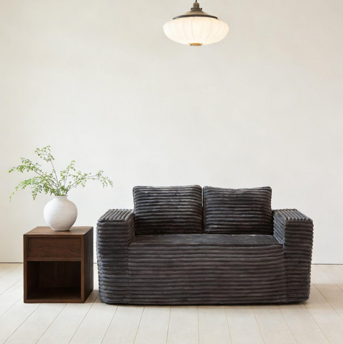 SOFA 2-Sitzer ohne Montage, Cordstoff Grau - Grau, Kunststoff (160/58/88cm) - Meubliv