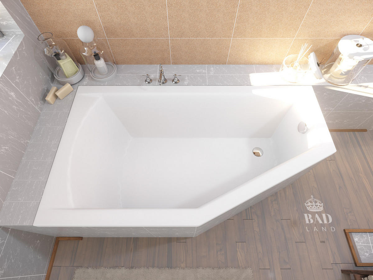 BADEWANNE Eckwanne SELENA 150/90 Links Ablauf & Füße - Weiß, Kunststoff (90/59/150cm) - bad land