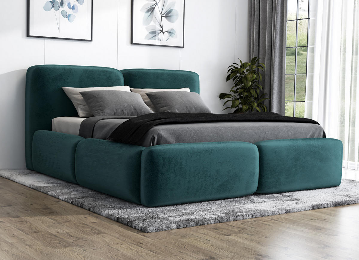 POLSTERBETT OLKE-OM 90 x 200 in Grün - Grün, Textil (90/200cm) - A&J MöbelLand