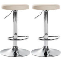 BARHOCKER 2er Set Lederlook creme - Creme, Textil/Metall (38.5/60/38.5cm) - CLP