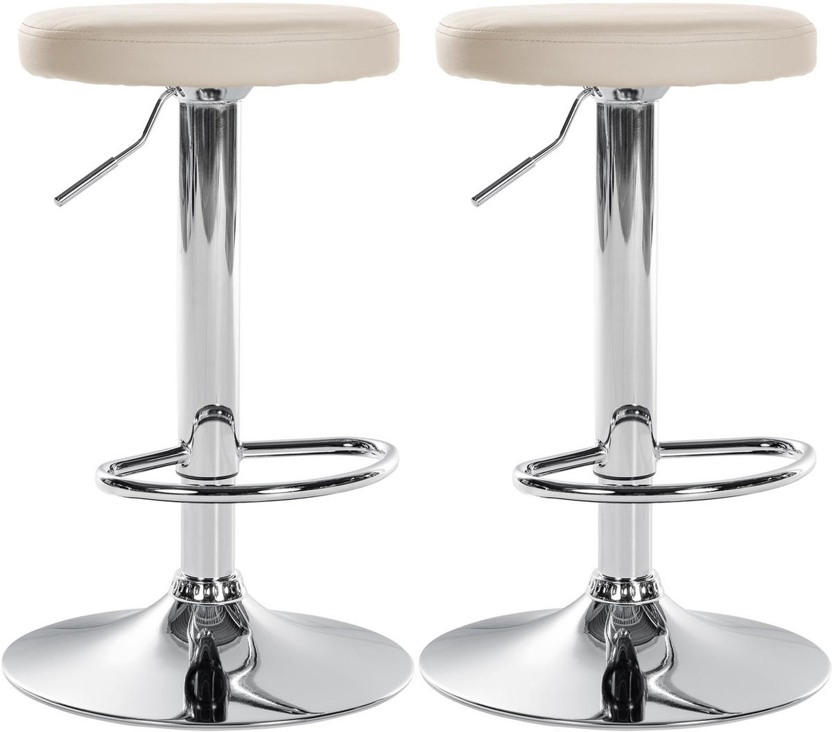 BARHOCKER 2er Set Lederlook creme - Creme, Textil/Metall (38.5/60/38.5cm) - CLP