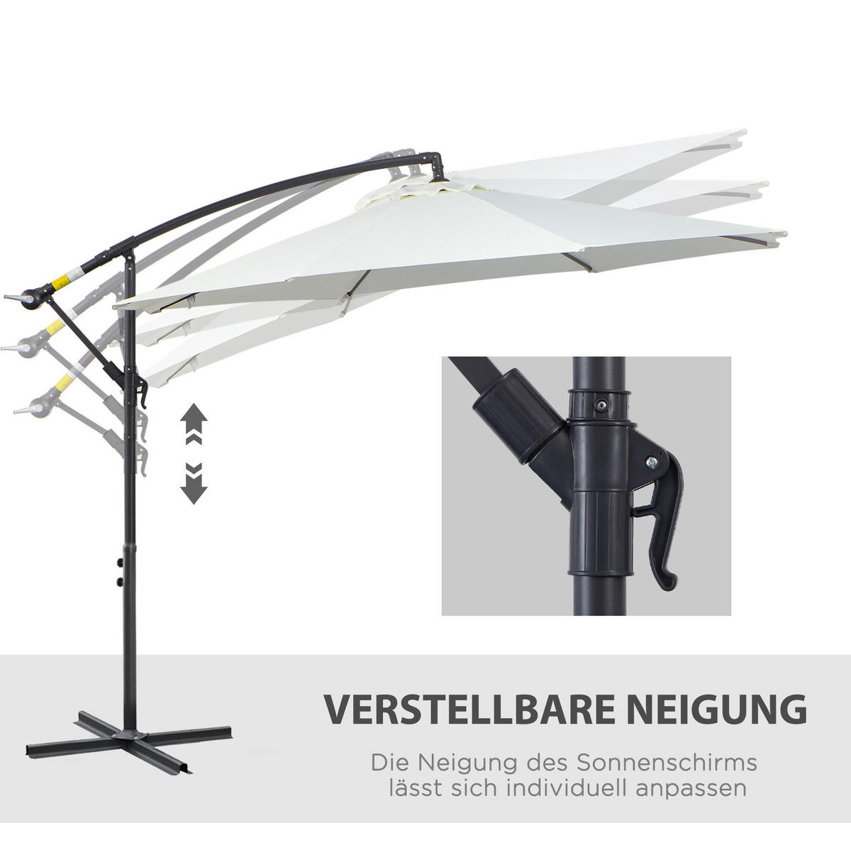 DOPPELSONNENSCHIRM aus Stahl 455x265x238 cm in Dunkelgrün mit Handkurbel - Dunkelgrün, Metall (265/455cm) - Modfu