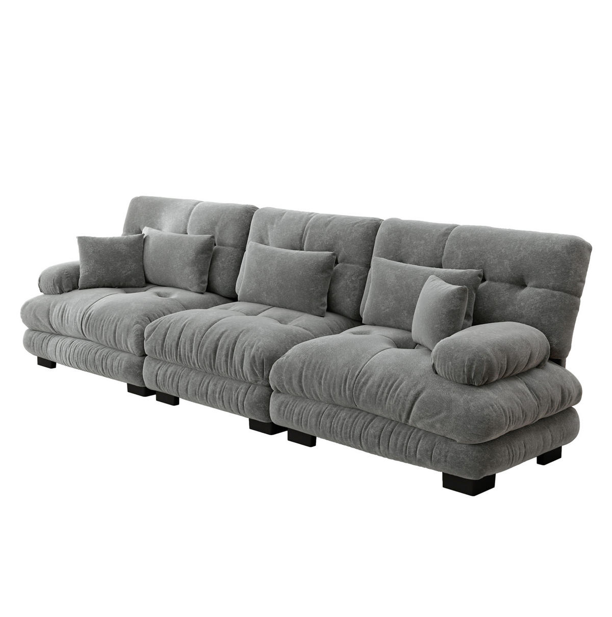 3-SITZER 313/77/81 cm Ecksofa grau aus Chenille mit Tiefensitz - Grau, Textil (77/81/313cm) - OKWISH