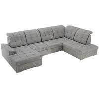 WOHNLANDSCHAFT MADRITO U - Hellgrau Velorus - Rechts - Silberfarben/Hellgrau, Textil/Metall (323/89/204cm) - MKS