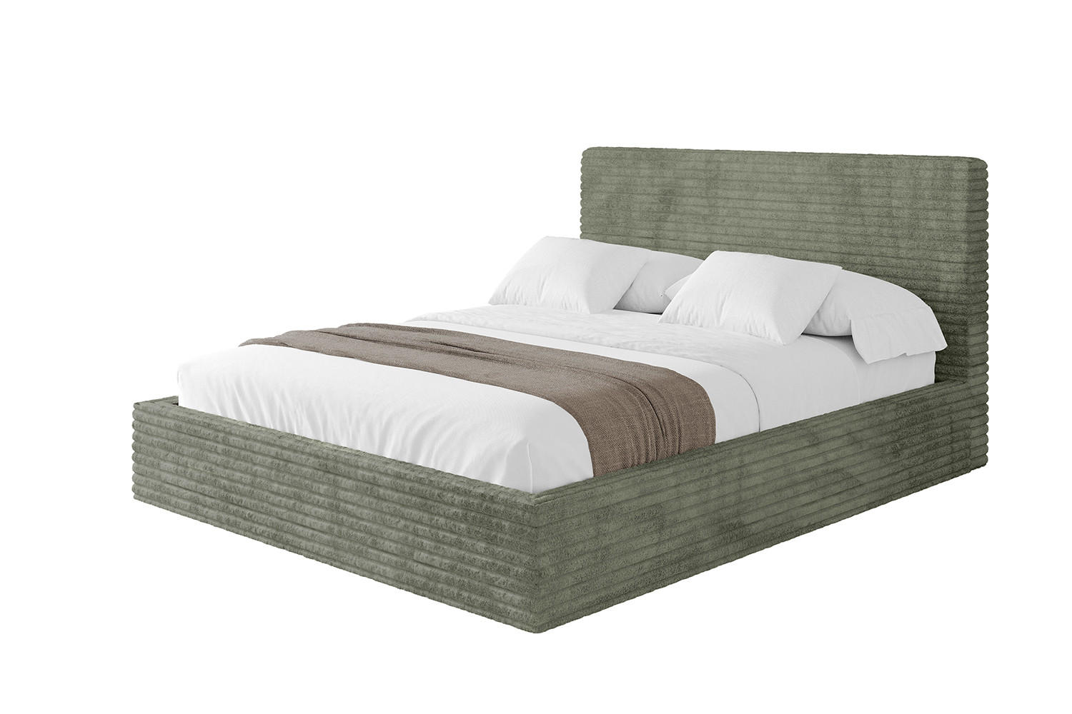 POLSTERBETT mit Bettkasten und Lattenrost, Boxbett ohne Matratze - ALOVA - Olivgrün, Holzwerkstoff/Textil (120/200cm) - ALTDECOR