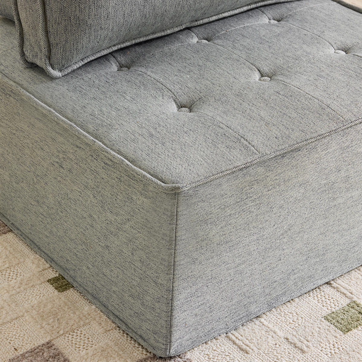 SOFA Leinen Hellgrau modular - Hellgrau, Holzwerkstoff/Textil (81/81/81cm) - WISHDOR