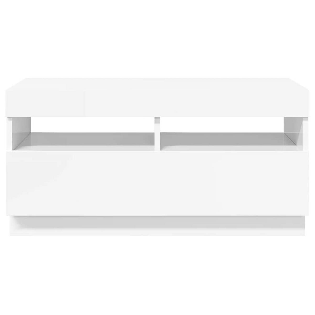 TV-SCHRANK Mit Led-Leuchten Hochglanz-Weiss 80/35/40 Cm - Weiß, Holzwerkstoff (30/40/150cm) - vidaXL
