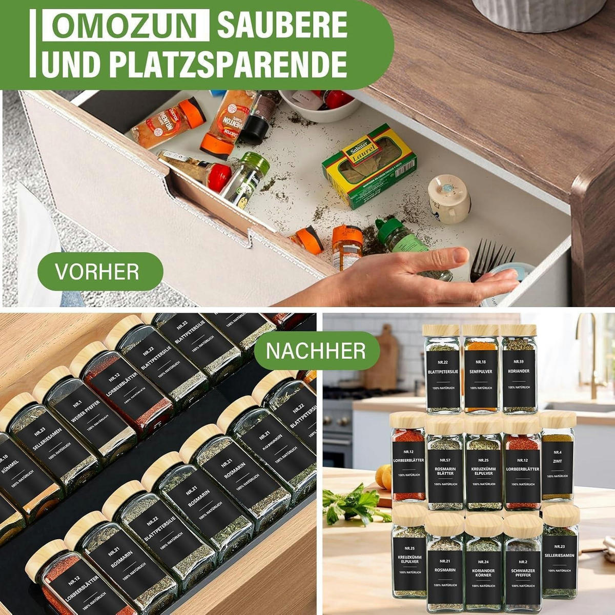 GEWÜRZGLÄSER Set 36-teilig 120ml Glas mit Streueinsatz und Etiketten - Multicolor, Glas (4.5/10.5/4.5cm)