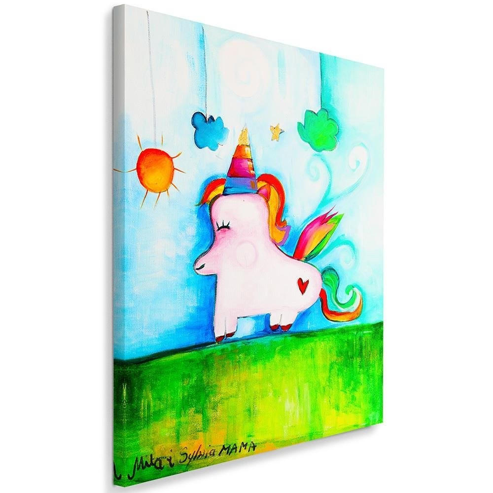 WANDBILD Einhorn 80x120cm - Multicolor, Textil (80/120cm) - Feeby