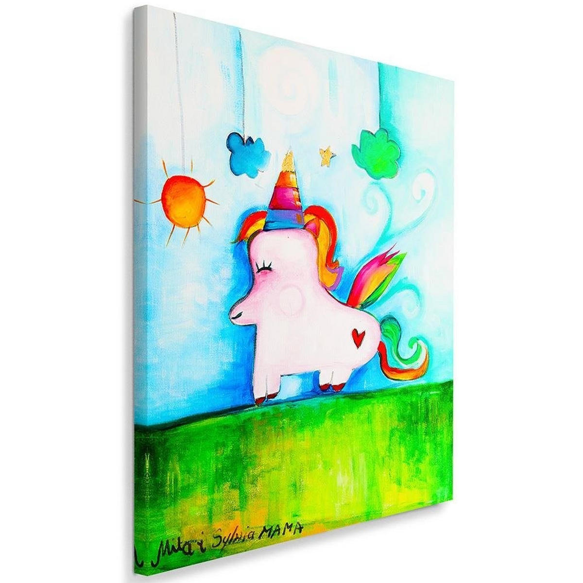 WANDBILD Einhorn - Multicolor, Textil (80/120cm) - Feeby