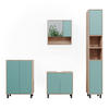 BADMÖBEL-SET Agasta Mintgrün 4 Teile, mit Hochschrank - Mintgrün/Sonoma Eiche, Holzwerkstoff (56/57/28cm) - Vicco