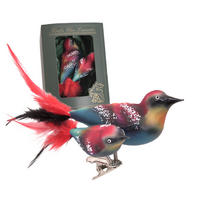 CHRISTBAUMSCHMUCK Doppelvogel Bienenfresser Mehrfarbig 9cm (Glas / 1 Stk.) - Multicolor, Glas (6/4/9cm) - Krebs Glas Lauscha