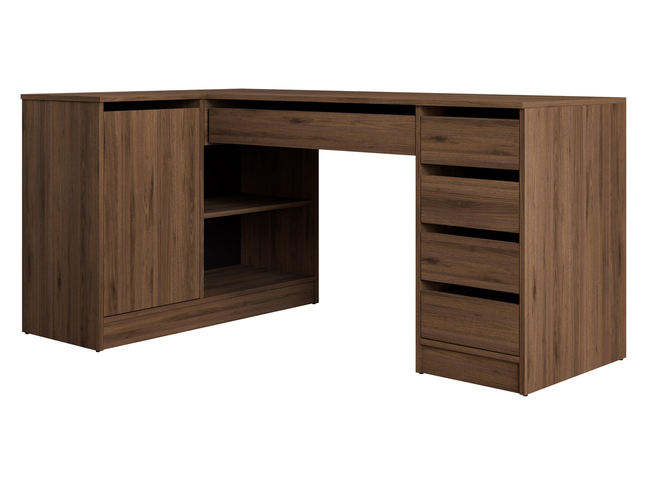 Mirjan24 Eckschreibtisch Nussbaum 158x76x98 cm