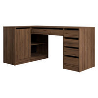 ECKSCHREIBTISCH Ada - Nussbaumfarben/Schwarz, Holzwerkstoff/Kunststoff (98/158/76cm) - MIRJAN24